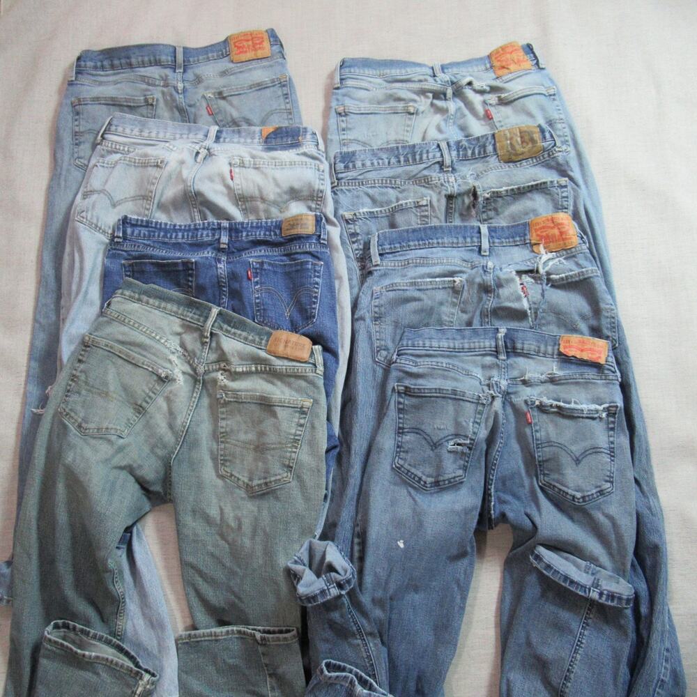 Crafters Lot Levis Jeans Mens Various Sizes Blue Grunge Thrashed Sewing Project